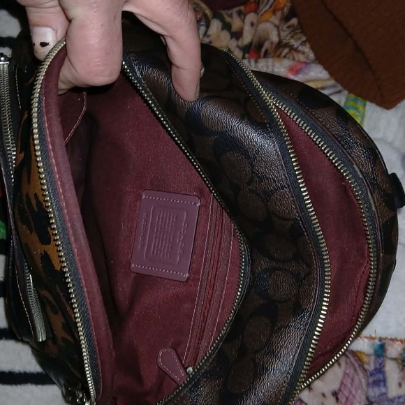Coach Handbags - Coach Leopard Print and Black Women's Backpack
